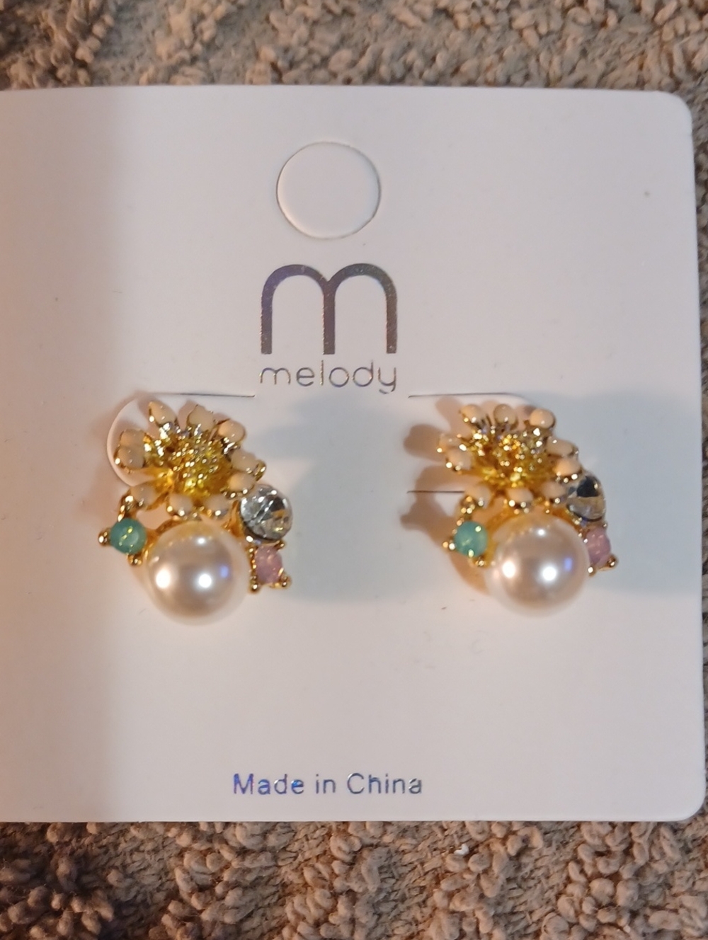 Melody Gold Floral Pearl Cluster Earrings